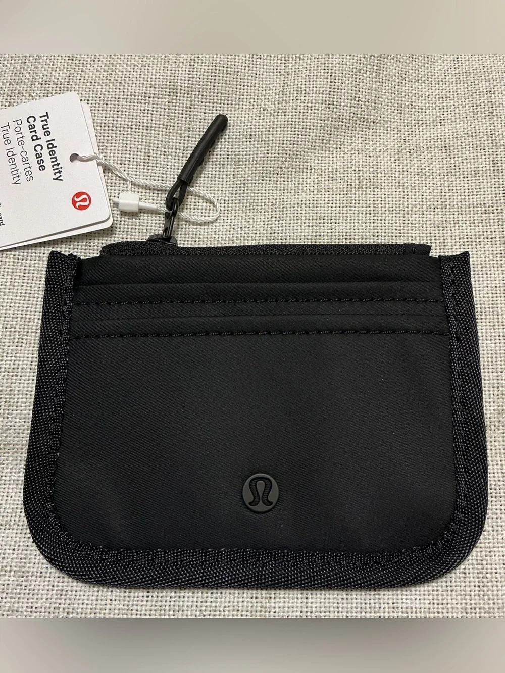 Lululemon True Identity Card Case Black Zip Water Repellent Wallet NWT